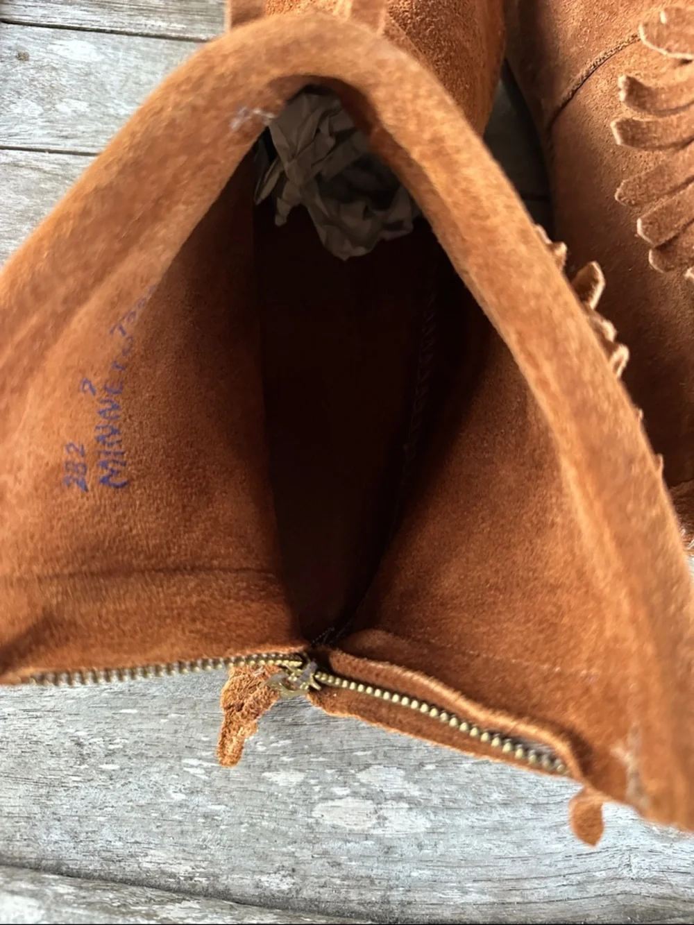 Minnetonka Brown Suede Fringe Ankle Booties 9 - Picture 6 of 14